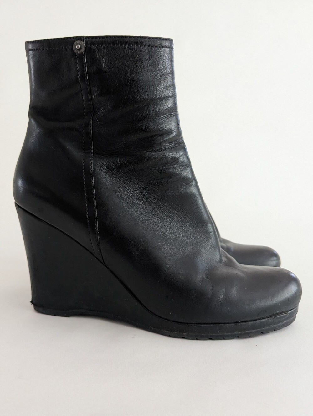 Prada Women's Wedge Ankle Boots - Black Leather